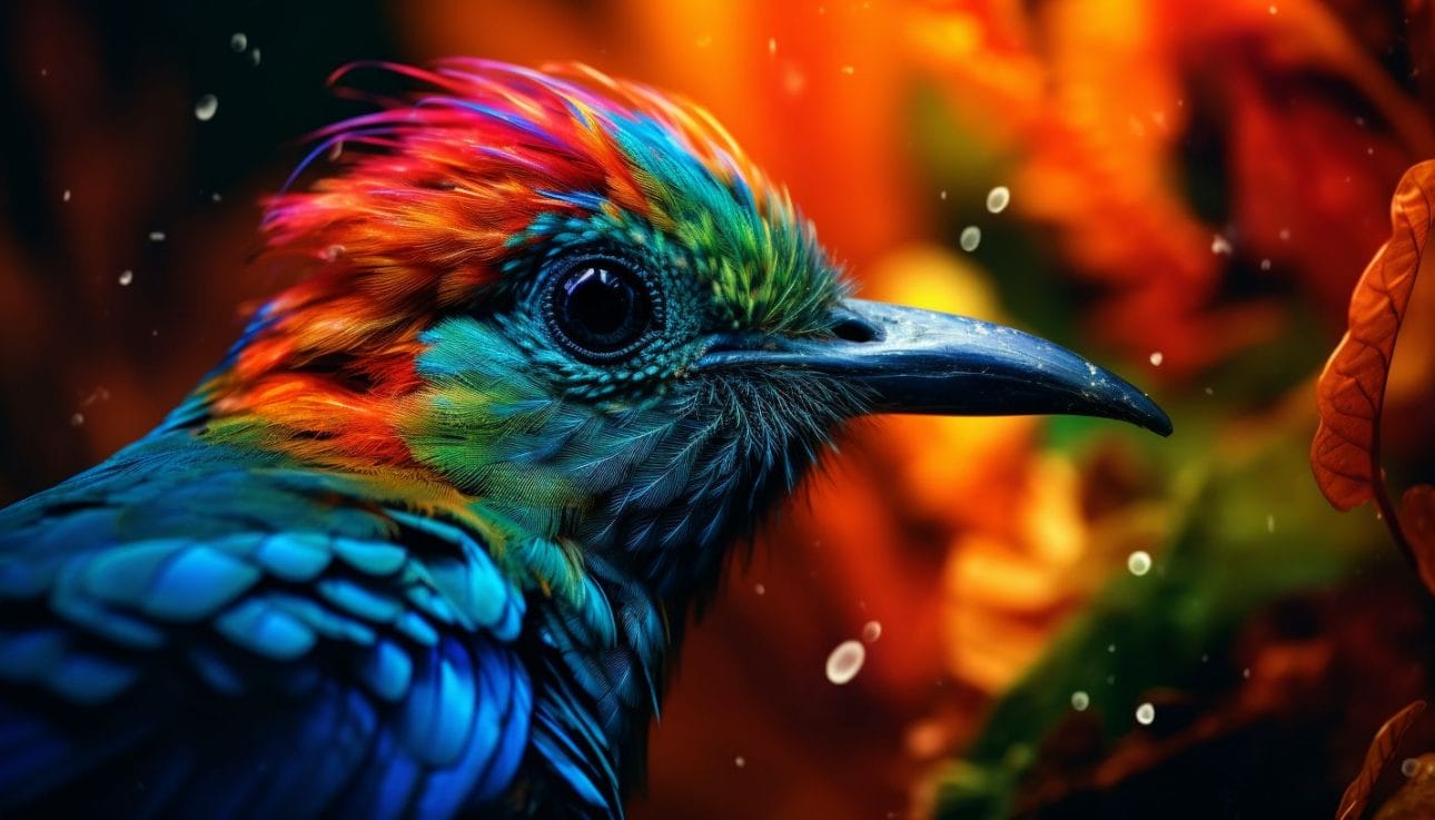 A close-up shot of a vibrant and intricate wildlife wallpaper.