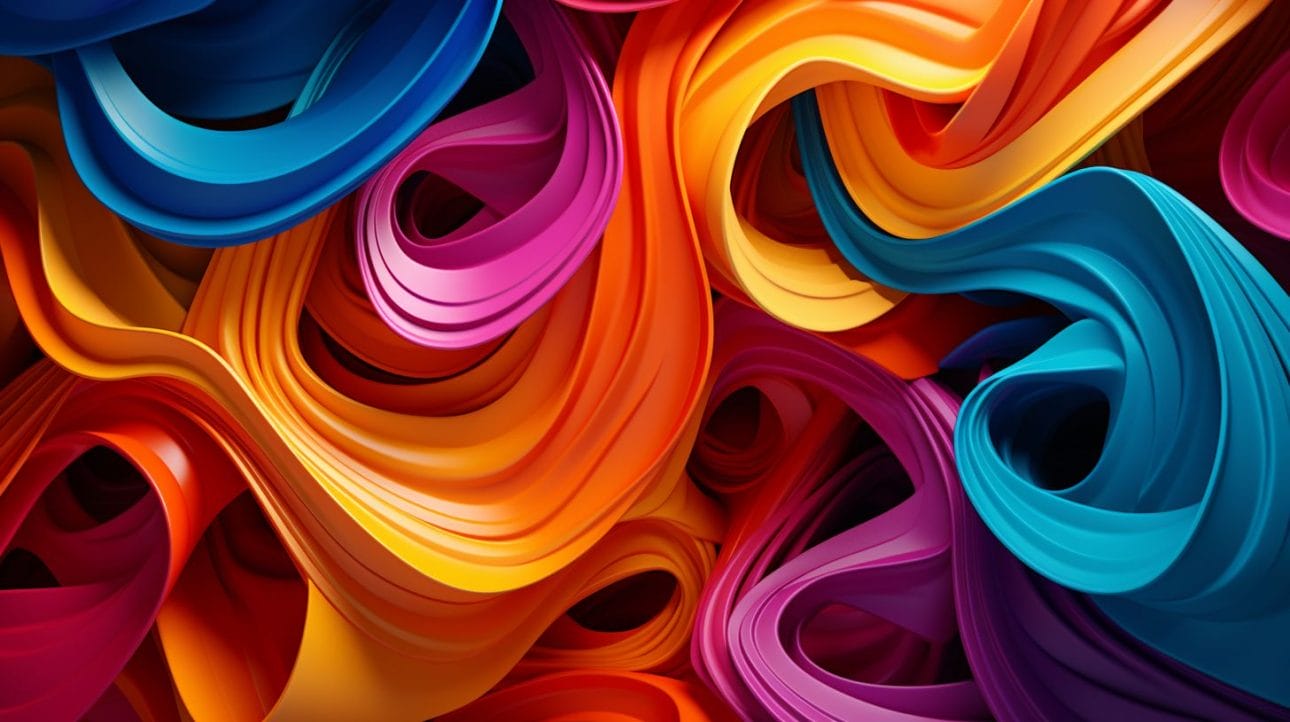 A colorful photo featuring abstract paper edges against a vibrant background.