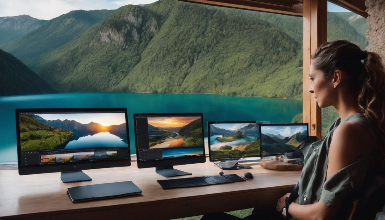 A person using Snagit to capture a panoramic screenshot of a scenic view.