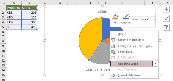 how to add percentages to pie chart in excel