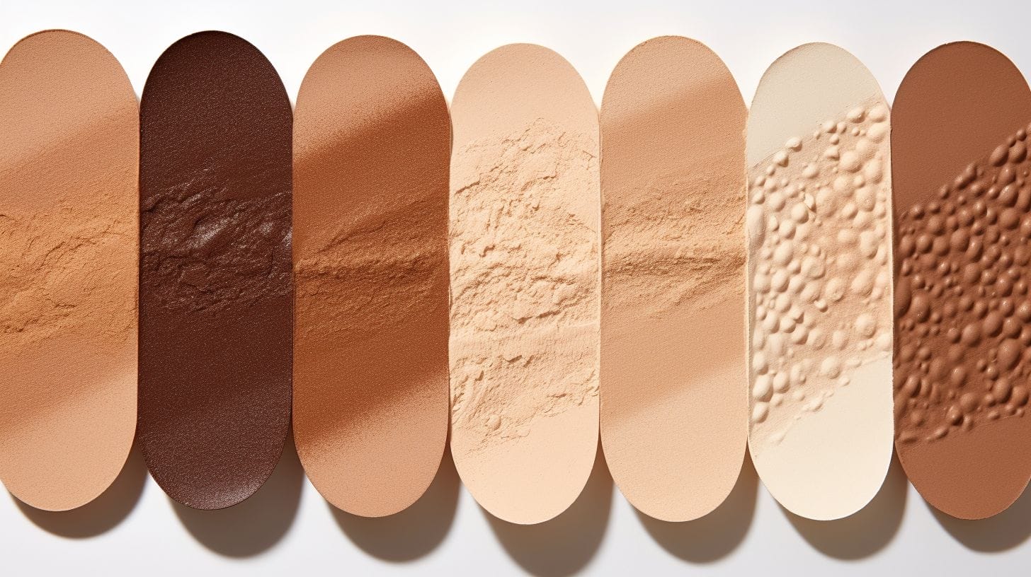 A collection of skin tone swatches against a neutral backdrop.