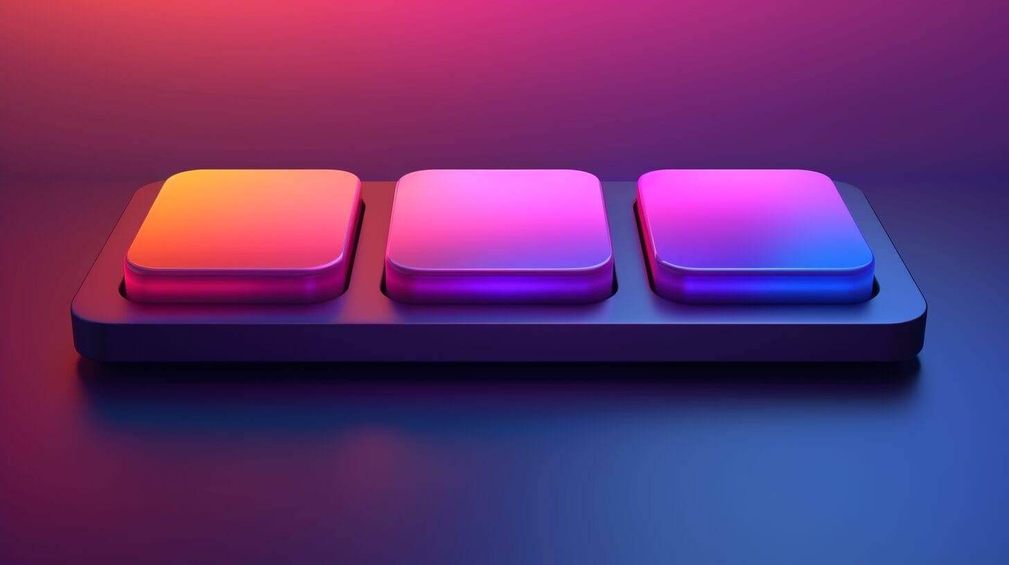 Vibrant web page with three captivating 3D buttons