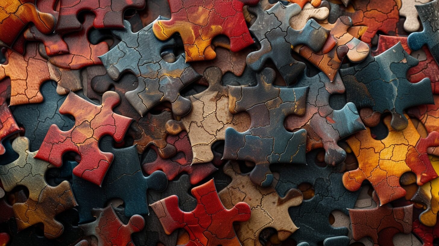 Diverse world of affiliate marketing represented by interconnected puzzle pieces.
